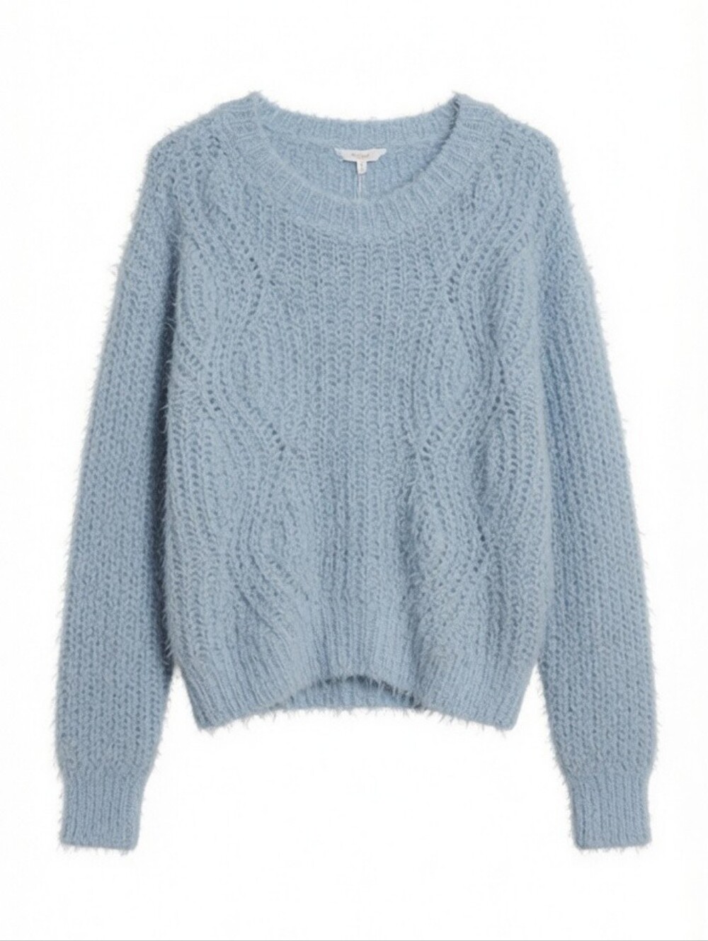 Candies Women’s Cropped Sweater Blue Large Made To Sparkle Cozy Fuzzy Warm‎